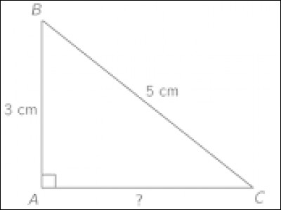 Dans le triangle ci-contre, en utilisant le théorème de Pythagore, l'égalité suivante est correcte : AC² = BC² + BA²