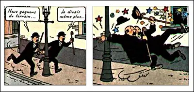 Nous retrouvons les Dupondt dans "LÎle Noire" et l'un de leurs mémorables gadins... Que peut-on noter de particulier ?