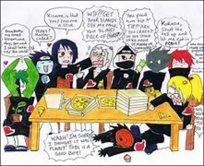 Aujourd'hui, les membres de l'Akatsuki ont bien travaillé. Pour les récompenser, Pain les récompense en faisant une soirée...