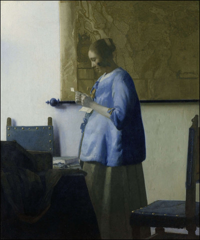Quel peintre hollandais du XVIIe a réalisé le tableau "Femme en bleu lisant une lettre" ?