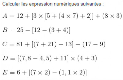 Quiz Maths en 5e – Priorités opératoires - Mathematiques