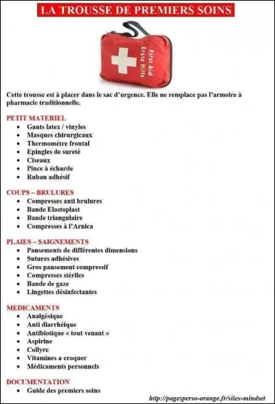 Voici ce qui compose mon armoire à pharmacie. Comme vous le voyez, elle est complète. Parmi les médicaments, il y a des antidiarrhéiques. Quel médicament correspond à cette catégorie ?