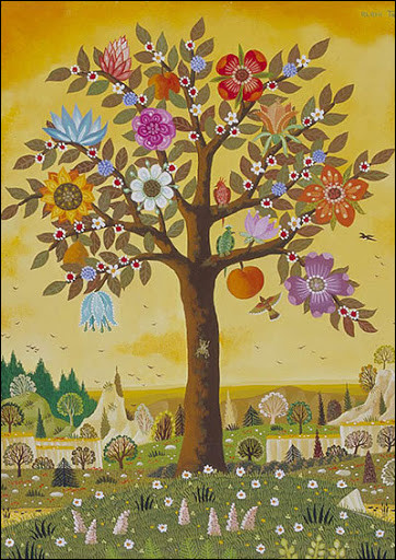 Qui est le peintre d'art naïf de "L'arbre en fleurs" ?