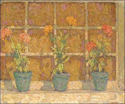 Qui a peint "Les Trois Pots de fleur, Gerberoy" ?
