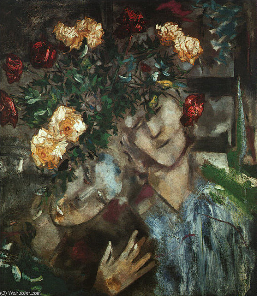 Qui a peint "Les Amoureux avec des fleurs" ?