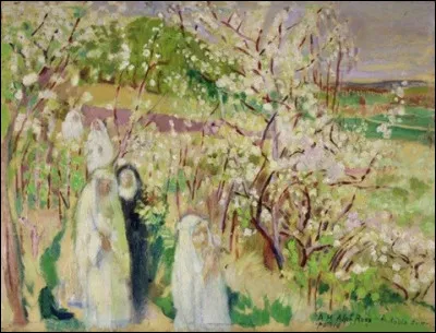 Sa toile s'intitule "Les Communiantes, arbres en fleurs" :