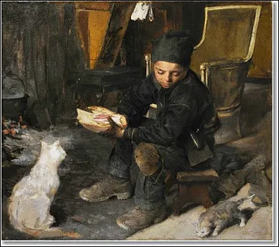 Qui a représenté cet enfant entouré de chats ?
