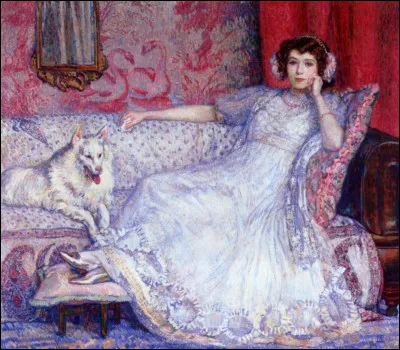 Qui a repr&eacute;sent&eacute; "La Dame en blanc, accompagn&eacute;e de son chien ?