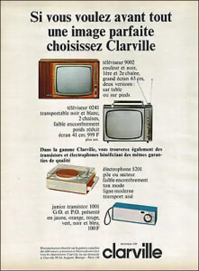 Autre grand produit symbole, la télévision, qui n'est plus seulement en noir-et-blanc : la 2e chaîne de l'ORTF diffuse en couleur en...