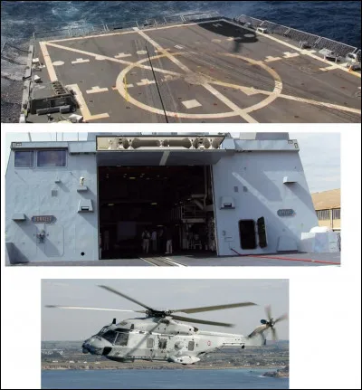 Le navire possède des installations afin d'accueillir des hélicoptères de tous types. Ici, quel appareil est présent ?