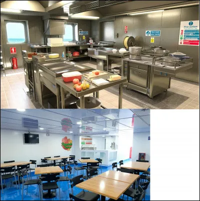 Dans cette zone, on se restaure. 
Parmi les réponses proposées, laquelle est proscrite dans une cuisine ?