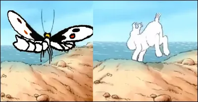 Milou se fait poursuivre par cet insecte. Quelle est sa couleur initiale  ?