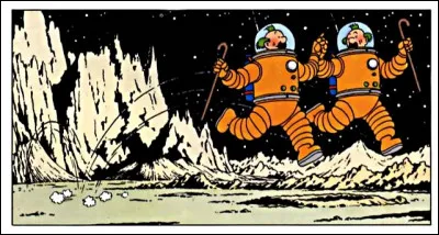 Les Dupondt - la police, donc - se la jouent "Walking on the Moon" : rien de plus normal ! Mais pourquoi ont-ils les cheveux verts ?