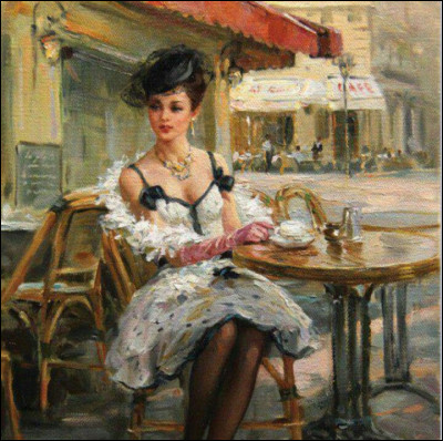 À quel auteur appartient l'uvre "Femme à la terrasse d'un café" ?