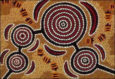 Sur quel bois typique de leur pays les habitants de la Terre d'Arnhem peignent-ils de fins traits géométriques ?