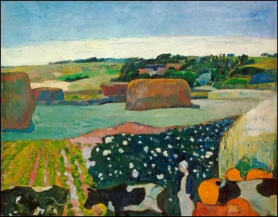 Quel peintre est l'auteur du tableau "Paysage breton avec meules de foin" ?