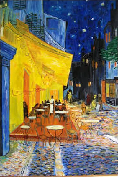 Qui a peint ce tableau intitulé "Terrasse du café le soir" ?