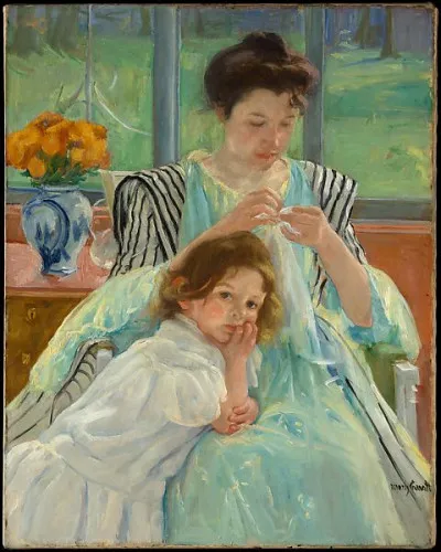 Qui a peint "Young Mother Sewing" ?