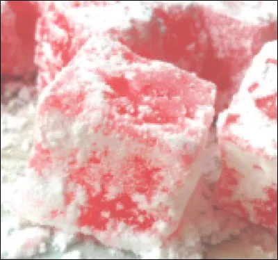 Quelle est cette confiserie d'origine turque, petit cube moelleux et &eacute;lastique enrob&eacute; de miel et de sucre ?