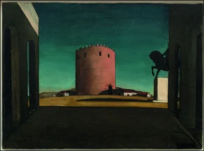 Quelle est la couleur de la tour de Giorgio de Chirico, place d'Italie ?