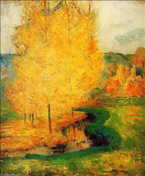 Sa toile s'intitule "Par le ruisseau à l'automne" :