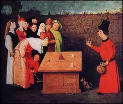 Les prestidigitateurs, autrement dit les magiciens, étaient appelés au Moyen-Âge les escamoteurs.