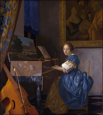 Quel peintre hollandais du XVIIe est l'auteur du tableau "Femme jouant du virginal" ?