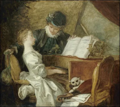 Quel peintre français du XVIIIe a réalisé le tableau "La Leçon de musique" ?