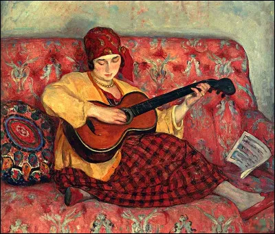 Quel peintre est l'auteur du tableau "Jeune fille avec guitare" ?