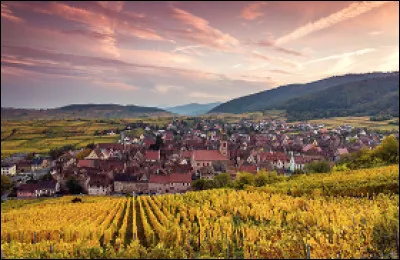 Quel est ce village m&eacute;di&eacute;val pittoresque du Haut-Rhin, situ&eacute; en plein coeur du vignoble alsacien sur la route des vins d'Alsace ?