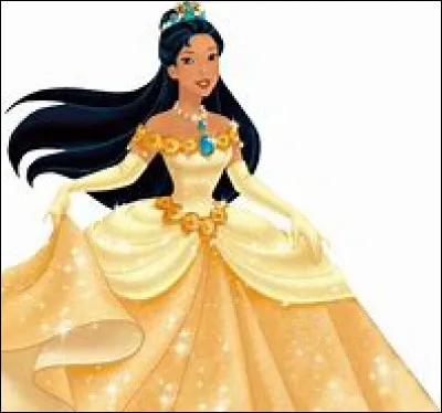 Dans "Pocahontas 2", quelle est la couleur de sa robe de bal ?