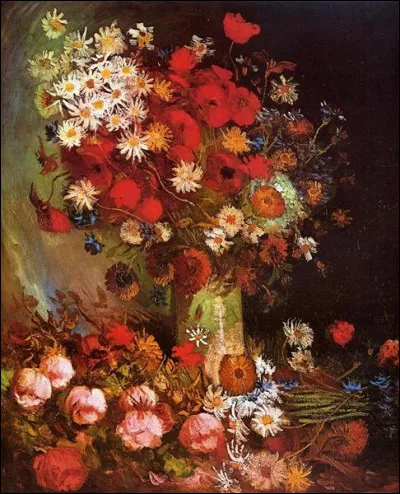 Qui a peint "Vase aux coquelicots, bleuets, pivoines et chrysanth&egrave;mes" ?
