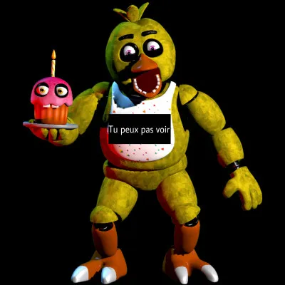 Qu'est-ce qui est inscrit sur le bavoir de Chica ?