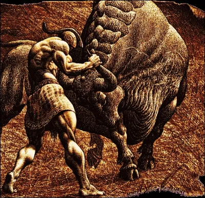 Héraclès domptera et débarrassera ce taureau encombrant de l'île dans son ...