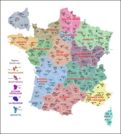 La région Auvergne-Rhône-Alpes est-elle celle qui compte le plus de départements ?