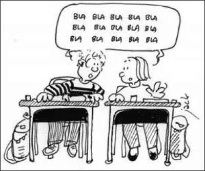 Tu te fais prendre à bavarder en cours, le prof te reprend. Que fais-tu ?
