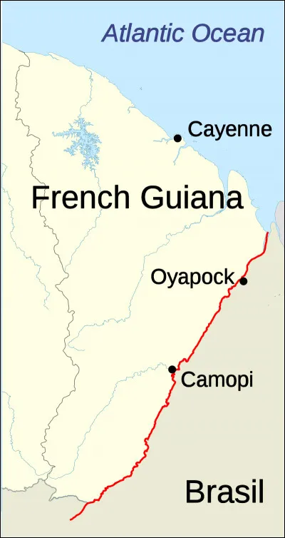 Voici maintenant un "petit" fleuve : l'Oyapock avec seulement 400 km. Quels sont les deux pays qui sont séparés par ce fleuve ?