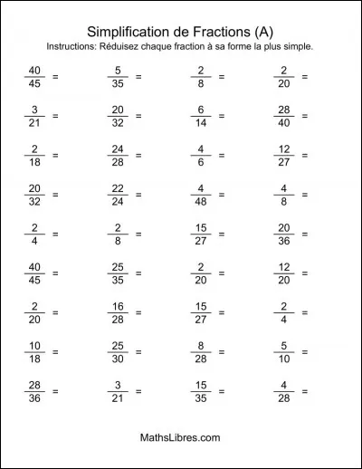 En fraction, en dessous du numérateur on y trouve le coefficient.