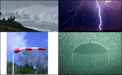 Les cyclones et tempêtes ne sont hélas pas les seuls phénomènes météorologiques qui menacent chaque année la Réunion. Grâce aux images, nommez les différentes vigilances météorologiques.