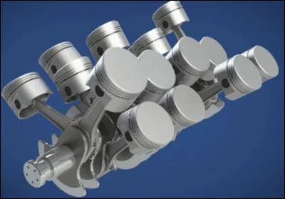 Cette illustration représente un moteur W16, cela signifie que le moteur a une architecture en W et a 16 pistons. Prenons ce moteur et admettons qu'il a quatre soupapes d'admission et d'échappement pour chaque piston. Combien de soupapes à ce moteur W16 ?