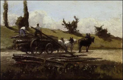 Qui a peint "Le chariot en bois" ?
