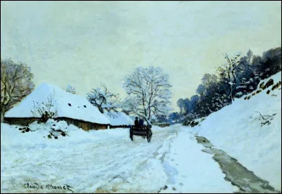 Qui a peint "Charrette sur la route couverte de neige avec la ferme Saint-Siméon" ?