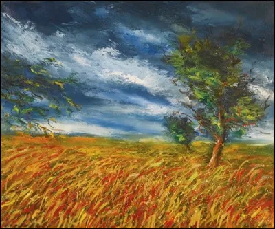 Qui est le peintre de ce champ de blé avec arbre ?
