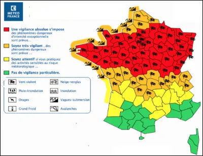 Quelle cette carte émise par Météo-France qui informe sur les risques météorologiques ?