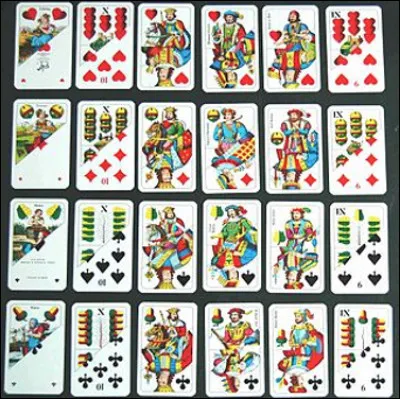 Quelles sont ces cartes qui utilisent les enseignes : coeur, grelots, feuilles et glands ?