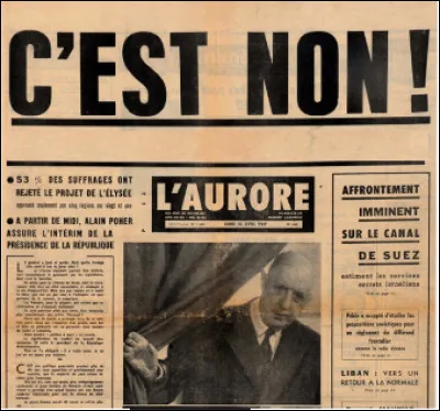 Le 28 avril 1969, la démission de Charles de Gaulle de son poste de président de la République est-elle liée à l'échec du référendum du 27 avril 1969 ?