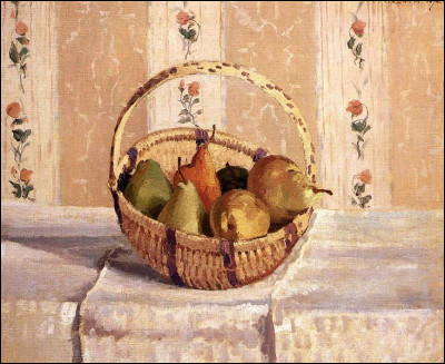 Qui a peint "Pommes et poires dans un panier rond" ?