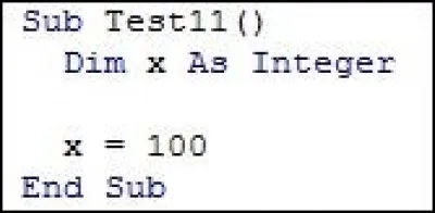 Dans l'exemple, la variable x vient d'être initialisée. Comment incrémenter sa valeur en VB ?