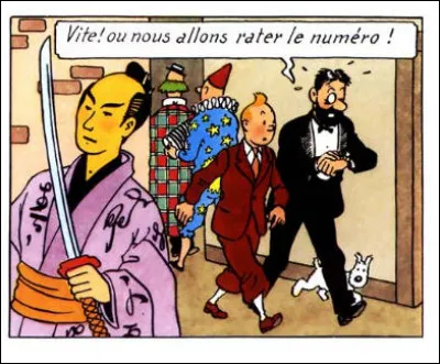 Plus tard dans le même album, nos deux amis croisent un genre de samouraï à l'air nippon, ni méchant : mais que faire ce dernier ?