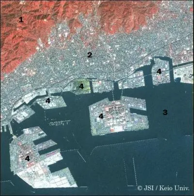 Sur cette photographie satellitale de Kob, le numro 3 correspond :